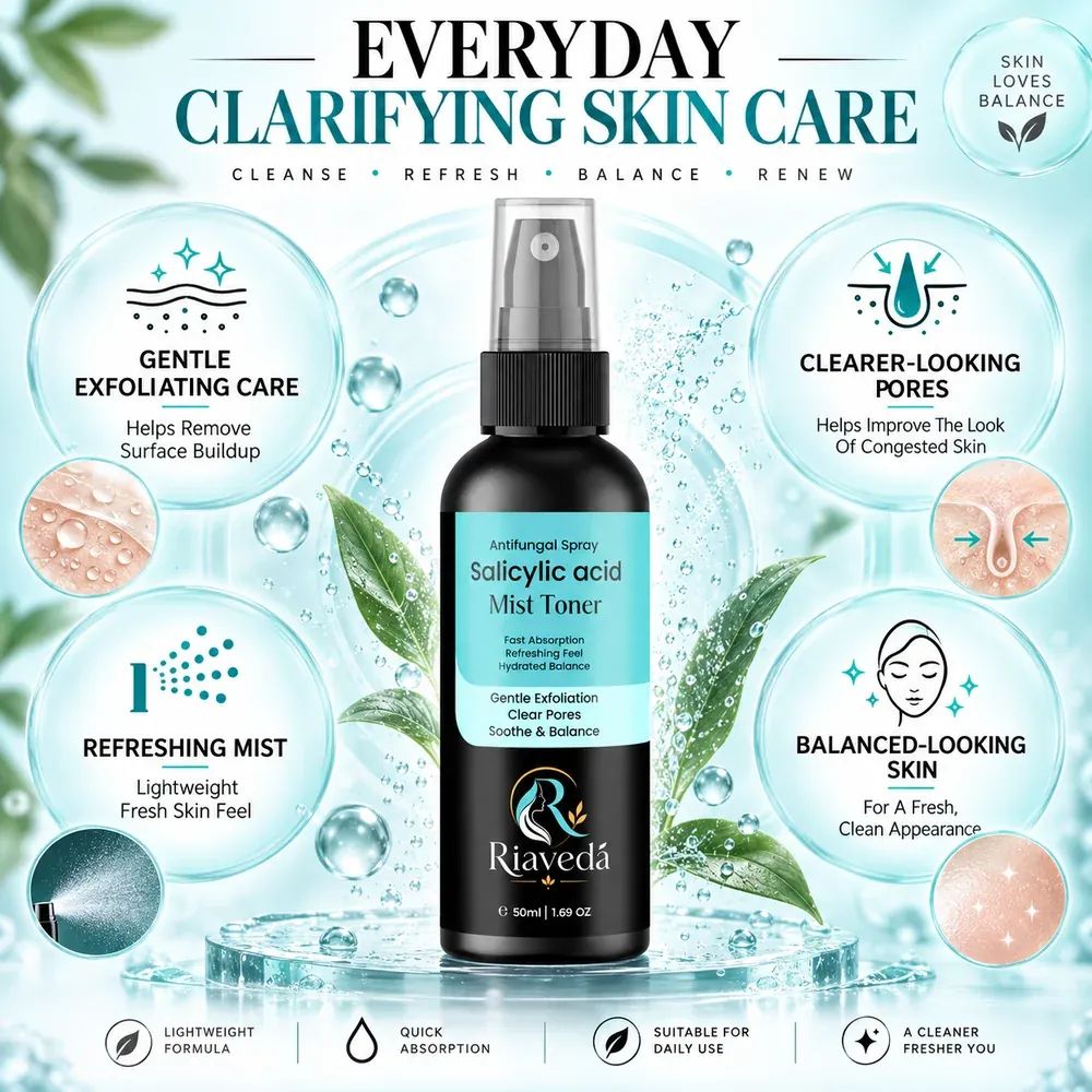 Riaveda Salicylic Acid Mist Toner – everyday clarifying skincare cleanse and refresh